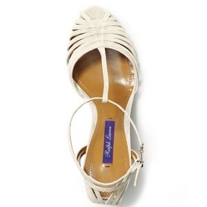 Ralph Lauren Natural Jacoba Suede Sandal Collection Purple Label Bridal Heel